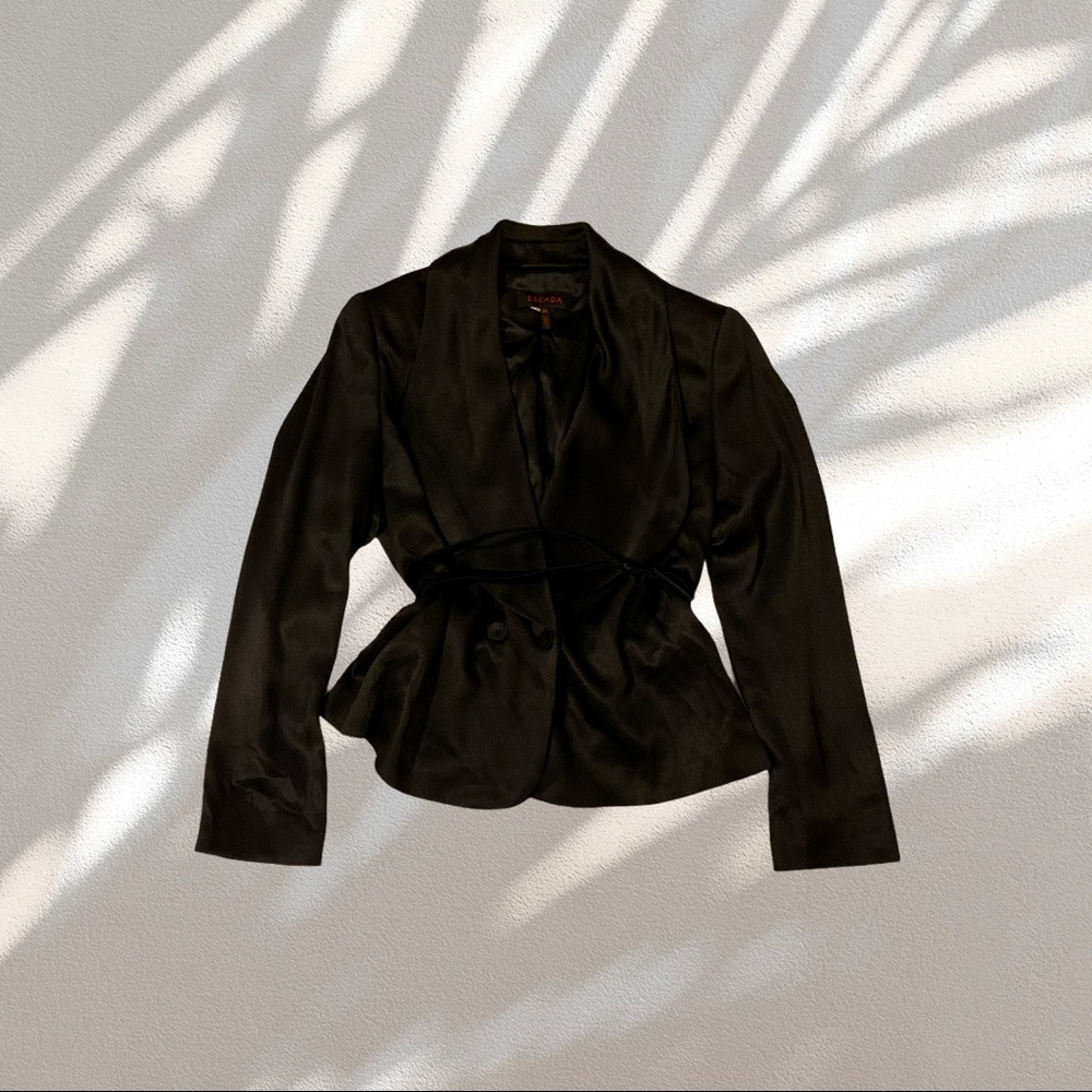 Escada Belted Silk Tuxedo Jacket
